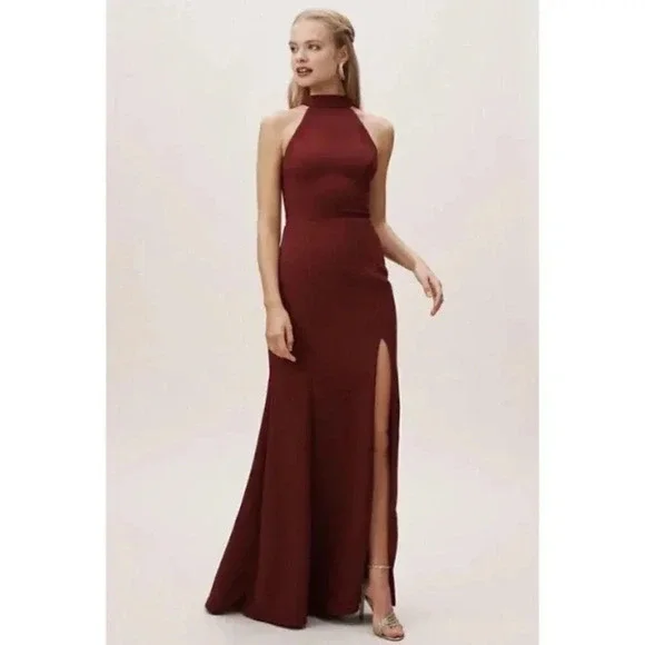 NWT Anthropologie BHLDN Montreal Formal Halter Maxi Dress Red - Picture 7 of 10